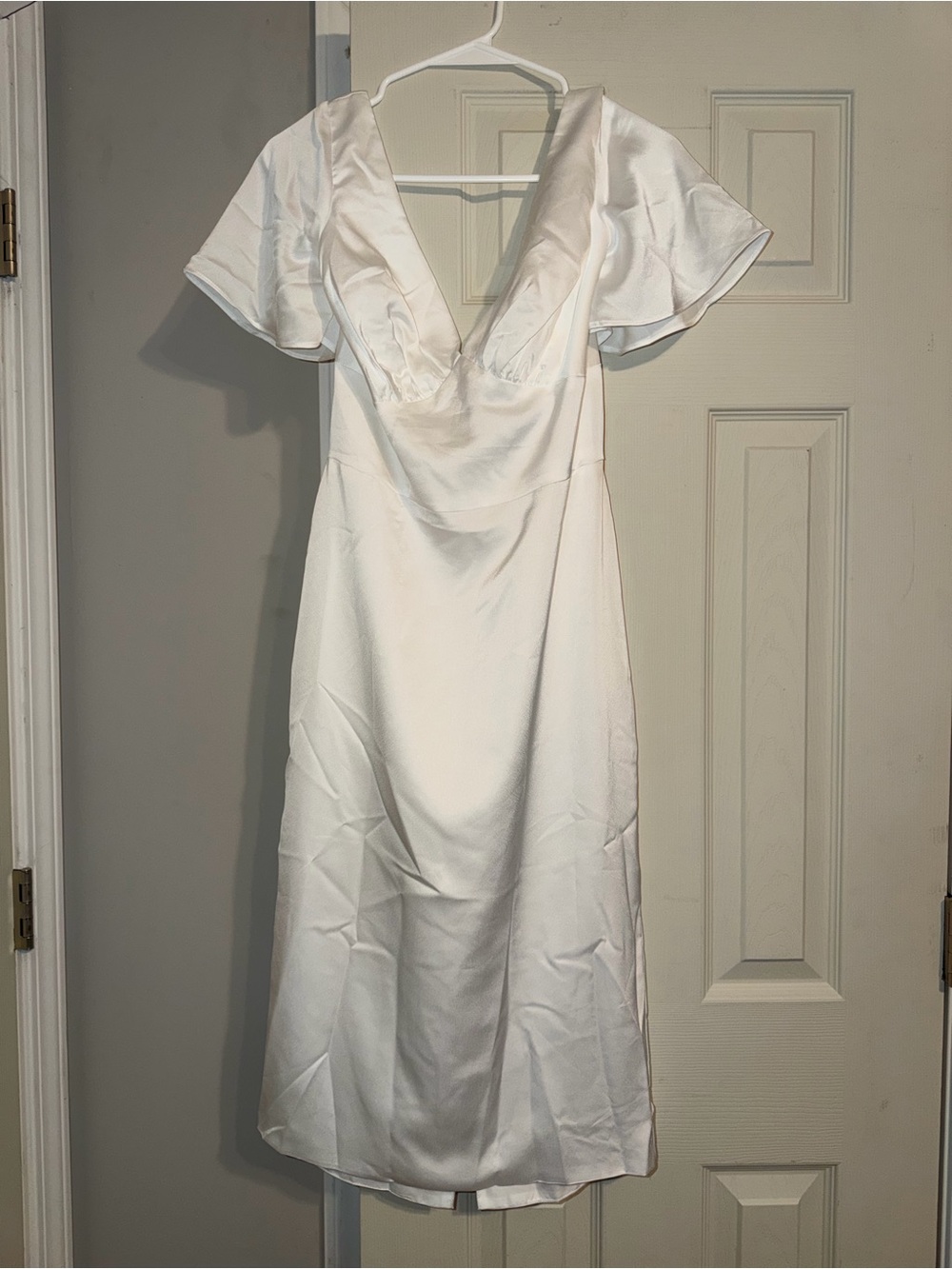 JJ’s House White Satin Midi Dress